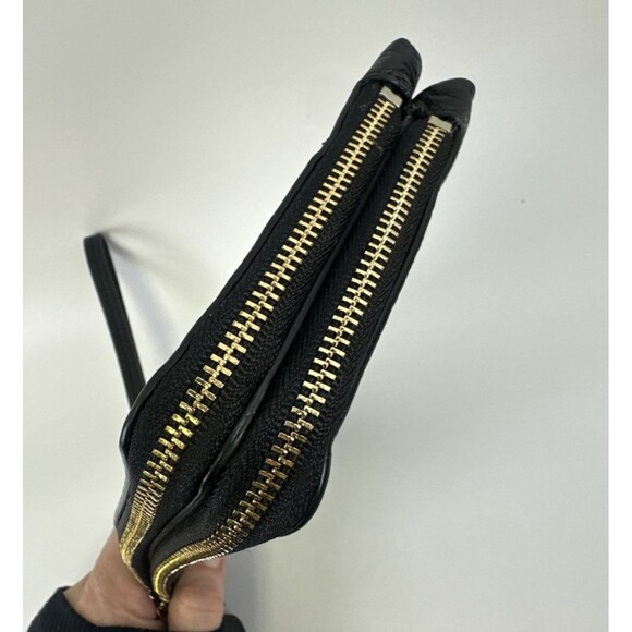 Coach Double Zip Wallet Wrislet Black Pebbled Soft Leather Small F53561 Card - Picture 6 of 16